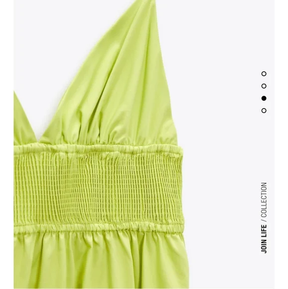 Zara Poplin Dress with Pockets Midi Maxi Lime - Picture 11 of 12